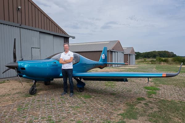 Peter Sodermans with his aircraft at Luxembourg Airport ahead of the Private Pilot Expedition to Georgia 2026 — Chronicle.lu press photo